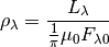 \rho_{\lambda} = \frac{L_{\lambda}}{\frac{1}{\pi} \mu_0 F_{\lambda 0}}